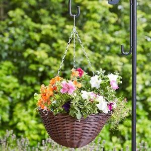Marco Paul 14" Garden Hanging Flower Basket Outdoor Plant Pot in Brown Brown Marco Paul 14" Garden Hanging Flower Basket Outdoor Plant Pot in Brown Brown