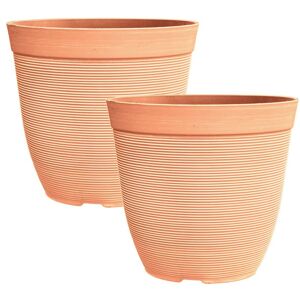 simpa Rustic Ridge Plastic Plant Pots - Set of 2 in Terracotta Terracotta simpa Rustic Ridge Plastic Plant Pots - Set of 2 in Terracotta Terracotta
