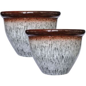 simpa Drip Glaze Two Tone Grey Plastic Planters - Set of 2 Size: Medium Grey M simpa Drip Glaze Two Tone Grey Plastic Planters - Set of 2 Size: Medium Grey M