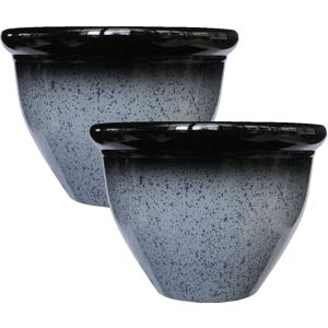 simpa Speckle Glaze Effect Grey Plastic Planters - Set of 2 Size: Large Grey L simpa Speckle Glaze Effect Grey Plastic Planters - Set of 2 Size: Large Grey L