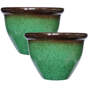simpa Speckle Glaze Effect Green Plastic Planters - Set of 2 Size: Medium Green M simpa Speckle Glaze Effect Green Plastic Planters - Set of 2 Size: Medium Green M