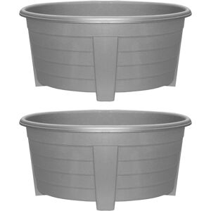 simpa Grosvenor Oval Plastic Planters - Set of 2 in Grey Grey simpa Grosvenor Oval Plastic Planters - Set of 2 in Grey Grey