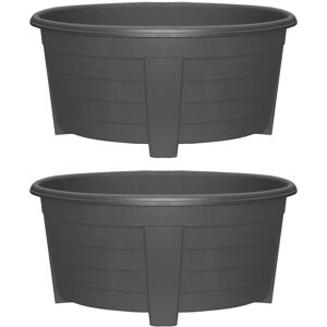 simpa Grosvenor Oval Plastic Planters - Set of 2 in Black Black simpa Grosvenor Oval Plastic Planters - Set of 2 in Black Black