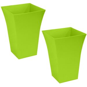 simpa Milano Tall Square Plastic Plant Pots - Set of 2 in Lime Lime simpa Milano Tall Square Plastic Plant Pots - Set of 2 in Lime Lime