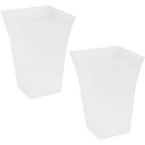 simpa Milano Tall Square Plastic Plant Pots - Set of 2 in White White simpa Milano Tall Square Plastic Plant Pots - Set of 2 in White White