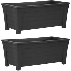 simpa Grosvenor Plastic Trough Planters 55cm - Set of 2 in Black Black simpa Grosvenor Plastic Trough Planters 55cm - Set of 2 in Black Black