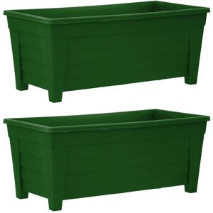 simpa Grosvenor Plastic Trough Planters 55cm - Set of 2 in Green Green simpa Grosvenor Plastic Trough Planters 55cm - Set of 2 in Green Green