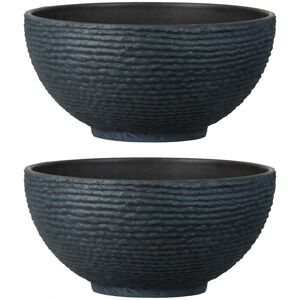 simpa Stone Textured Effect Bowl Pot Plastic Planter - Set of 2 in Dark Grey Dark Grey simpa Stone Textured Effect Bowl Pot Plastic Planter - Set of 2 in Dark Grey Dark Grey