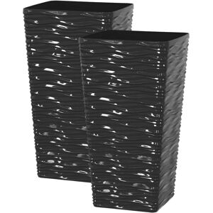 simpa Panache Tall Gloss Plastic Planters 29cm - Set of 2 in Black Black simpa Panache Tall Gloss Plastic Planters 29cm - Set of 2 in Black Black