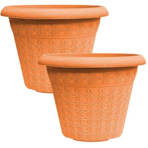 simpa Geometric Petals Plastic Plant Pots - Set of 2 in Terracotta Terracotta simpa Geometric Petals Plastic Plant Pots - Set of 2 in Terracotta Terracotta