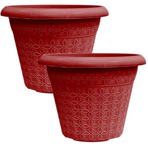 simpa Geometric Petals Plastic Plant Pots - Set of 2 in Red Red simpa Geometric Petals Plastic Plant Pots - Set of 2 in Red Red