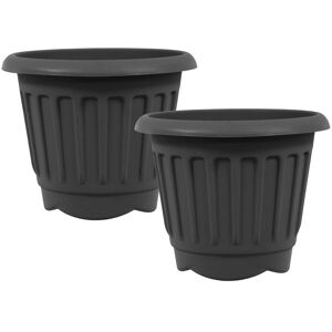 simpa Round Chunky Plastic Planters - Set of 2 in Black Size: Medium Black M simpa Round Chunky Plastic Planters - Set of 2 in Black Size: Medium Black M