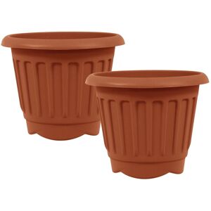 simpa Round Chunky Plastic Planters - Set of 2 in Brown Size: Medium Brown M simpa Round Chunky Plastic Planters - Set of 2 in Brown Size: Medium Brown M