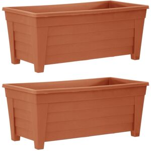 simpa Grosvenor Plastic Trough Planters 55cm - Set of 2 in Brown Brown simpa Grosvenor Plastic Trough Planters 55cm - Set of 2 in Brown Brown