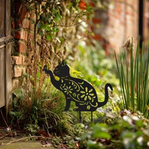 Nicoman Metal Cat Silhouette Garden Ornament Outdoor Garden Decor in Black Black Nicoman Metal Cat Silhouette Garden Ornament Outdoor Garden Decor in Black Black