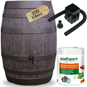 Novecrafto Water Butt Kit with Tap, Rain Diverter & Bio Cleaner - Water Collector Tank for Garden in Brown Brown Novecrafto Water Butt Kit with Tap, Rain Diverter & Bio Cleaner - Water Collector Tank for Garden in Brown Brown