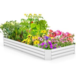 Costway Galvanized Raised Garden Bed 240x120x30cm Metal Planter Box in Silver Size: 240 x 120 x 30 cm Silver 240 x 120 x 30 cm Costway Galvanized Raised Garden Bed 240x120x30cm Metal Planter Box in Silver Size: 240 x 120 x 30 cm Silver 240 x 120 x 30 cm
