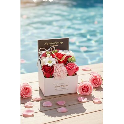Living and Home Rose Scent Soap Flower Gift Box Tabletop Decor in Red Red Living and Home Rose Scent Soap Flower Gift Box Tabletop Decor in Red Red