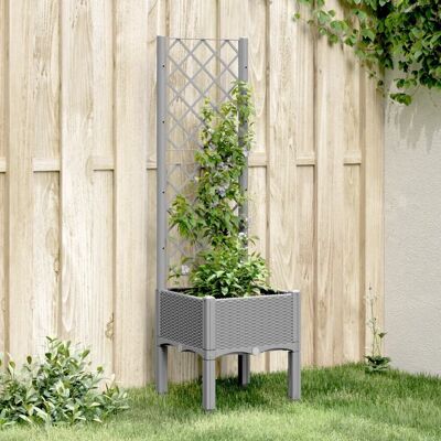 Berkfield Home Garden Planter with Trellis Light Grey 40x40x142 cm PP Size: 40 x 40 x 142 cm Grey 40 x 40 x 142 cm Berkfield Home Garden Planter with Trellis Light Grey 40x40x142 cm PP Size: 40 x 40 x 142 cm Grey 40 x 40 x 142 cm