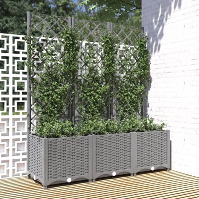 Berkfield Home Garden Planter with Trellis Light Grey 120x40x136 cm PP Size: 120 x 40 x 136 cm Grey 120 x 40 x 136 cm Berkfield Home Garden Planter with Trellis Light Grey 120x40x136 cm PP Size: 120 x 40 x 136 cm Grey 120 x 40 x 136 cm