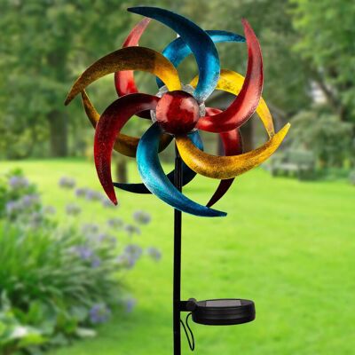 mysmartbuy Colourful Solar Windmill - Staked Garden Wind Spinner with Multicolour Vanes & Light Up Crackle Glass Ball - H92 x W23 x D12.5cm Multicolor mysmartbuy Colourful Solar Windmill - Staked Garden Wind Spinner with Multicolour Vanes & Light Up Crackle Glass Ball - H92 x W23 x D12.5cm Multicolor