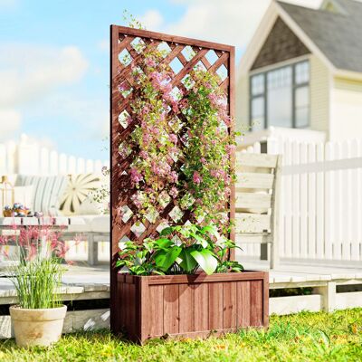 Outsunny Pine Flower Stand Plant Shelf Trough Planter - Flower Stand Outsunny Pine Flower Stand Plant Shelf Trough Planter - Flower Stand