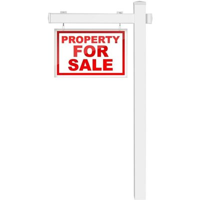 Gymax 183 cm Real Estate Sign Post UPVC Realtor Yard Sign Post Garage Sale Signs in White White Gymax 183 cm Real Estate Sign Post UPVC Realtor Yard Sign Post Garage Sale Signs in White White