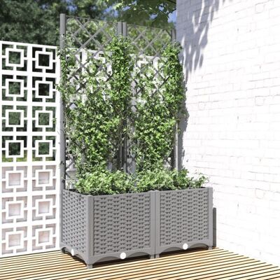 Berkfield Home Garden Planter with Trellis Light Grey 80x40x136 cm PP Size: 80 x 40 x 136 cm Grey 80 x 40 x 136 cm Berkfield Home Garden Planter with Trellis Light Grey 80x40x136 cm PP Size: 80 x 40 x 136 cm Grey 80 x 40 x 136 cm
