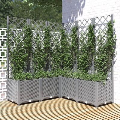 Berkfield Home Garden Planter with Trellis Light Grey 120x120x136 cm PP Size: 120 x 120 x 136 cm Grey 120 x 120 x 136 cm Berkfield Home Garden Planter with Trellis Light Grey 120x120x136 cm PP Size: 120 x 120 x 136 cm Grey 120 x 120 x 136 cm