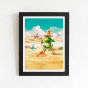 Warren Reed - Designer Happy Frog On A Beach Holiday Framed Art Print in Black Size: W12" x H16" Black W12" x H16" Warren Reed - Designer Happy Frog On A Beach Holiday Framed Art Print in Black Size: W12" x H16" Black W12" x H16"