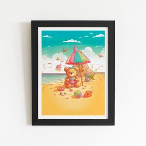 Warren Reed - Designer Lucky Teddy Bear On A Beach Holiday Framed Art Print in Black Size: W16" x H24" Black W16" x H24" Warren Reed - Designer Lucky Teddy Bear On A Beach Holiday Framed Art Print in Black Size: W16" x H24" Black W16" x H24"
