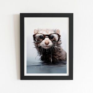 Warren Reed - Designer Splashart Ferret With Glasses Framed Art Print in Black Size: W16" x H24" Black W16" x H24" Warren Reed - Designer Splashart Ferret With Glasses Framed Art Print in Black Size: W16" x H24" Black W16" x H24"