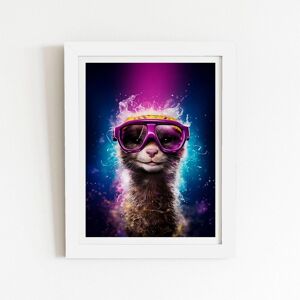 Warren Reed - Designer Splashart Ferret With Glasses Purple Framed Art Print in White Size: W24" x H36" White W24" x H36" Warren Reed - Designer Splashart Ferret With Glasses Purple Framed Art Print in White Size: W24" x H36" White W24" x H36"
