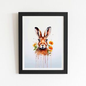 Warren Reed - Designer Watercolour Hare & Daisies Framed Art Print in Black Size: W16" x H24" Black W16" x H24" Warren Reed - Designer Watercolour Hare & Daisies Framed Art Print in Black Size: W16" x H24" Black W16" x H24"