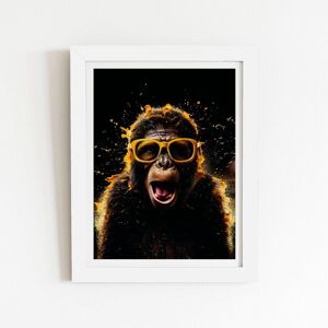Warren Reed - Designer Splashart Monkey Face With Yellow Glasses Framed Art Print in White Size: W8" x H10" White W8" x H10" Warren Reed - Designer Splashart Monkey Face With Yellow Glasses Framed Art Print in White Size: W8" x H10" White W8" x H10"