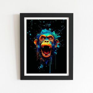 Warren Reed - Designer Crazy Monkey face Splashart Framed Art Print in Black Size: W8" x H10" Black W8" x H10" Warren Reed - Designer Crazy Monkey face Splashart Framed Art Print in Black Size: W8" x H10" Black W8" x H10"