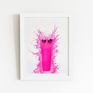 Warren Reed - Designer Pink Splashart Glass With Glasses Framed Art Print in White Size: W8" x H10" White W8" x H10" Warren Reed - Designer Pink Splashart Glass With Glasses Framed Art Print in White Size: W8" x H10" White W8" x H10"
