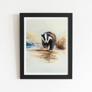 Warren Reed - Designer Wading Badger Watercolour Framed Art Print in Black Size: W16" x H24" Black W16" x H24" Warren Reed - Designer Wading Badger Watercolour Framed Art Print in Black Size: W16" x H24" Black W16" x H24"