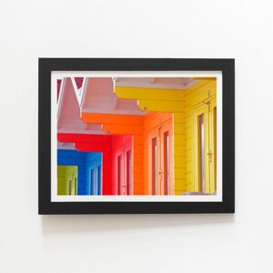 Warren Reed - Designer Beach Huts Framed Art Print in Black Size: W24" x H36" Black W24" x H36" Warren Reed - Designer Beach Huts Framed Art Print in Black Size: W24" x H36" Black W24" x H36"
