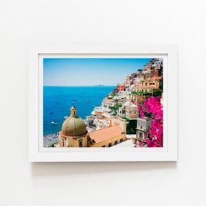 Warren Reed - Designer Positano With Flowers, Italy Framed Art Print in White Size: W20" x H30" White W20" x H30" Warren Reed - Designer Positano With Flowers, Italy Framed Art Print in White Size: W20" x H30" White W20" x H30"