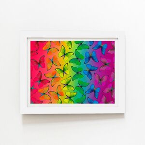 Warren Reed - Designer Multicoloured Butterfly Pattern Framed Art Print in White Size: W8" x H10" White W8" x H10" Warren Reed - Designer Multicoloured Butterfly Pattern Framed Art Print in White Size: W8" x H10" White W8" x H10"