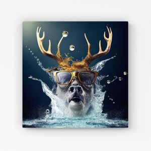 Warren Reed - Designer Stag With Glasses Splashart Canvas in Grey Size: W16" x H16" Grey W16" x H16" Warren Reed - Designer Stag With Glasses Splashart Canvas in Grey Size: W16" x H16" Grey W16" x H16"