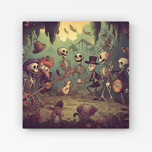 Warren Reed - Designer Cartoonish Skeletons Having A Party Canvas in Blue Size: W16" x H16" Blue W16" x H16" Warren Reed - Designer Cartoonish Skeletons Having A Party Canvas in Blue Size: W16" x H16" Blue W16" x H16"