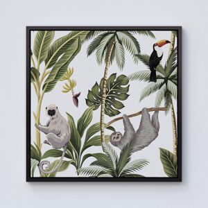 Warren Reed - Designer Tropical Sloths Framed Canvas in Black Size: W30" x H30" Black W30" x H30" Warren Reed - Designer Tropical Sloths Framed Canvas in Black Size: W30" x H30" Black W30" x H30"