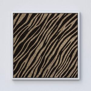 Warren Reed - Designer Golden Zebra Print Framed Canvas in Off-White Size: w10 inch x h10 inch Off-White w10 inch x h10 inch Warren Reed - Designer Golden Zebra Print Framed Canvas in Off-White Size: w10 inch x h10 inch Off-White w10 inch x h10 inch