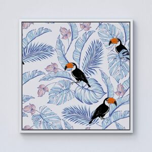 Warren Reed - Designer Tropical Toucan Framed Canvas in Off-White Size: W30" x H30" Off-White W30" x H30" Warren Reed - Designer Tropical Toucan Framed Canvas in Off-White Size: W30" x H30" Off-White W30" x H30"