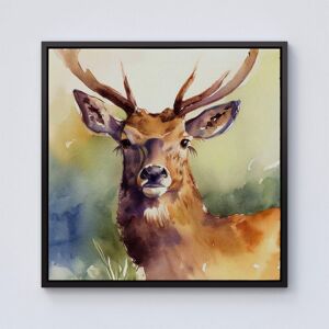 Warren Reed - Designer Splendid Stag Watercolour Framed Canvas in Black Size: W30" x H30" Black W30" x H30" Warren Reed - Designer Splendid Stag Watercolour Framed Canvas in Black Size: W30" x H30" Black W30" x H30"