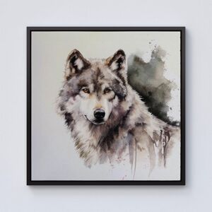 Warren Reed - Designer Loyal Wolf Watercolour Framed Canvas in Black Size: W16" x H16" Black W16" x H16" Warren Reed - Designer Loyal Wolf Watercolour Framed Canvas in Black Size: W16" x H16" Black W16" x H16"