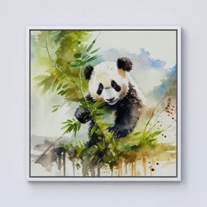 Warren Reed - Designer Panda Eating Bamboo Watercolour Framed Canvas in Off-White Size: W16" x H16" Off-White W16" x H16" Warren Reed - Designer Panda Eating Bamboo Watercolour Framed Canvas in Off-White Size: W16" x H16" Off-White W16" x H16"