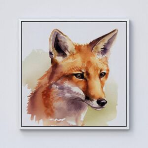 Warren Reed - Designer Fox Watercolour Framed Canvas in Off-White Size: w10 inch x h10 inch Off-White w10 inch x h10 inch Warren Reed - Designer Fox Watercolour Framed Canvas in Off-White Size: w10 inch x h10 inch Off-White w10 inch x h10 inch
